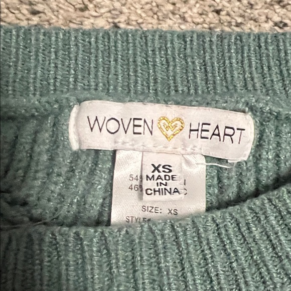 Woven Heart Men's Teal Crewneck Sweater - Picture 2 of 4